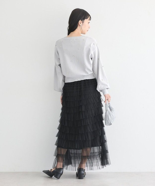 earth music&ecology パール＆ビジューカーディガン Gray