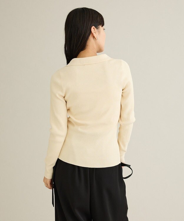 CRAFT STANDARD BOUTIQUE 襟付きコンパクトリブニットカーディガン Ivory