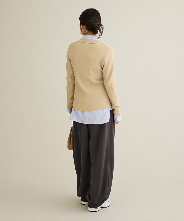 CRAFT STANDARD BOUTIQUE 襟付きコンパクトリブニットカーディガン Beige