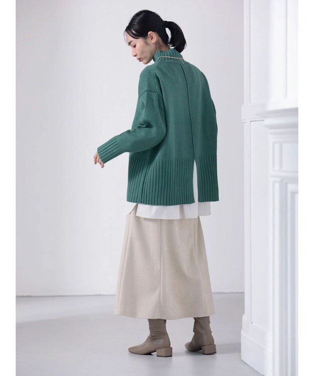 Green Parks 洗える　バックスリットニットプルオーバー Green