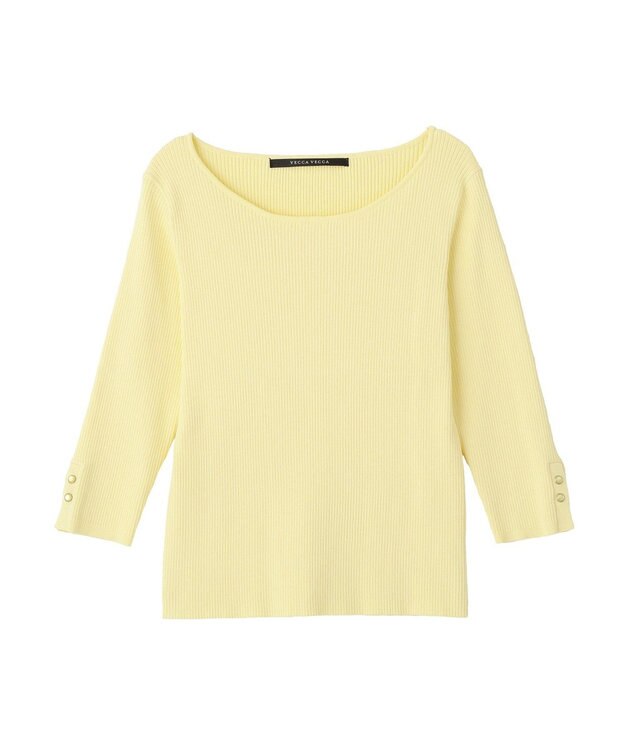 YECCA VECCA 袖釦7分袖リブニット Off White