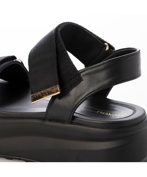 MODE ET JACOMO <noyau>厚底サテンベルクロスポーツサンダル ブラック