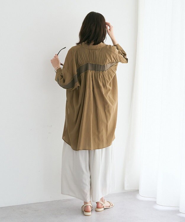 YECCA VECCA 【セットアップ可能】シルキータックワイドパンツ Gray Beige