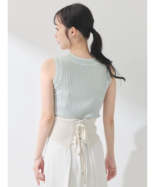 earth music&ecology ノースリーブラインニットプルオーバー Mint