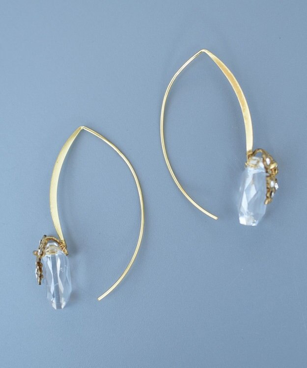 monshiro スイートピーグラスフックピアス ストーン