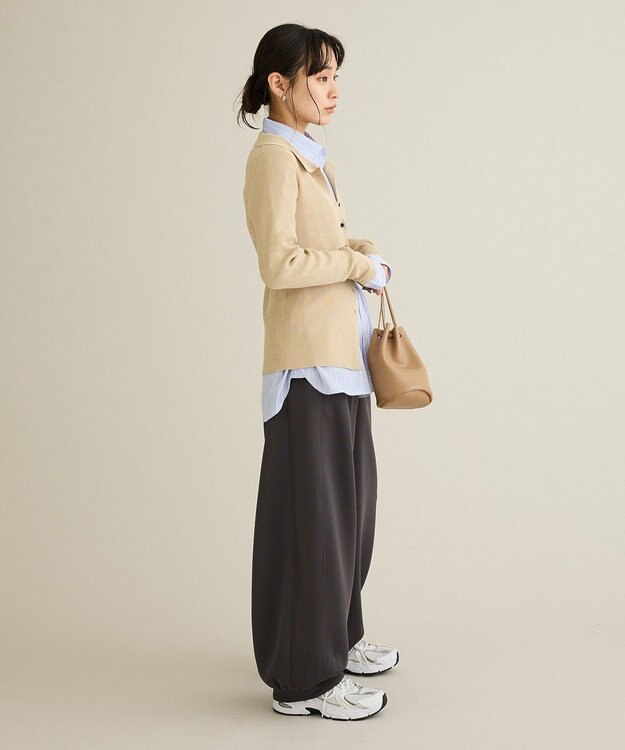 CRAFT STANDARD BOUTIQUE 襟付きコンパクトリブニットカーディガン Beige