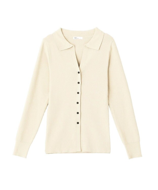 CRAFT STANDARD BOUTIQUE 襟付きコンパクトリブニットカーディガン Ivory