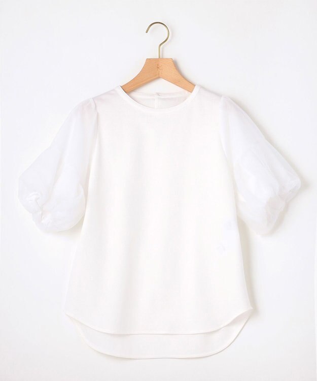 組曲 【人気につき新色追加！】チュールスリーブ カットソー アイボリー系