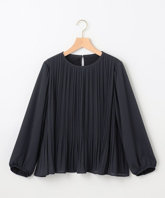 組曲 S 【WEB限定】ジョーゼットシフォンプリーツ ブラウス ネイビー系