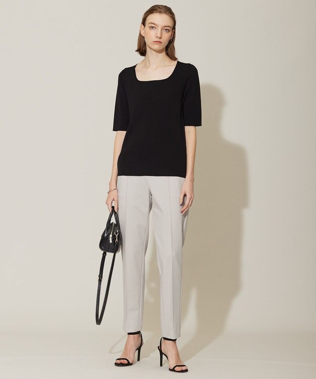 ICB 【洗える】シルクヴィスコースハイゲージ プルオーバー ブラック系