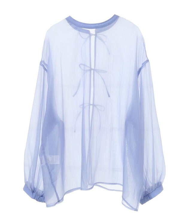 earth music&ecology シアーリボンシャツ Blue