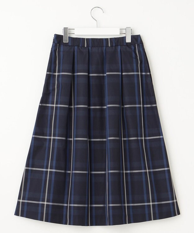 J.PRESS LADIES 【洗える】2/2綾 メモリーチェック タック スカート ネイビー系3