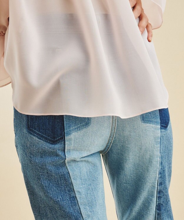 GRACE CONTINENTAL カットオフスリムデニムパンツ サックス