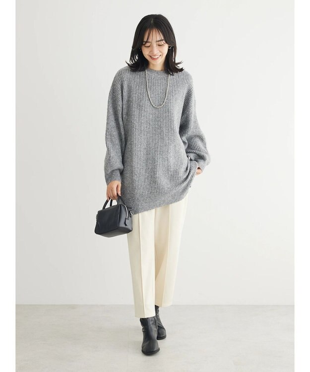 Green Parks ＭＩＸ畦ニットチュニック Gray