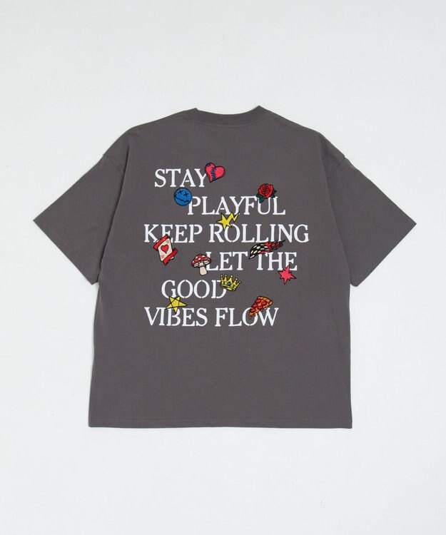 WEGO 【ユニセックス着用ITEM/機能T】接触冷感モチーフ刺繍グラフィックT（SS） スミクロ