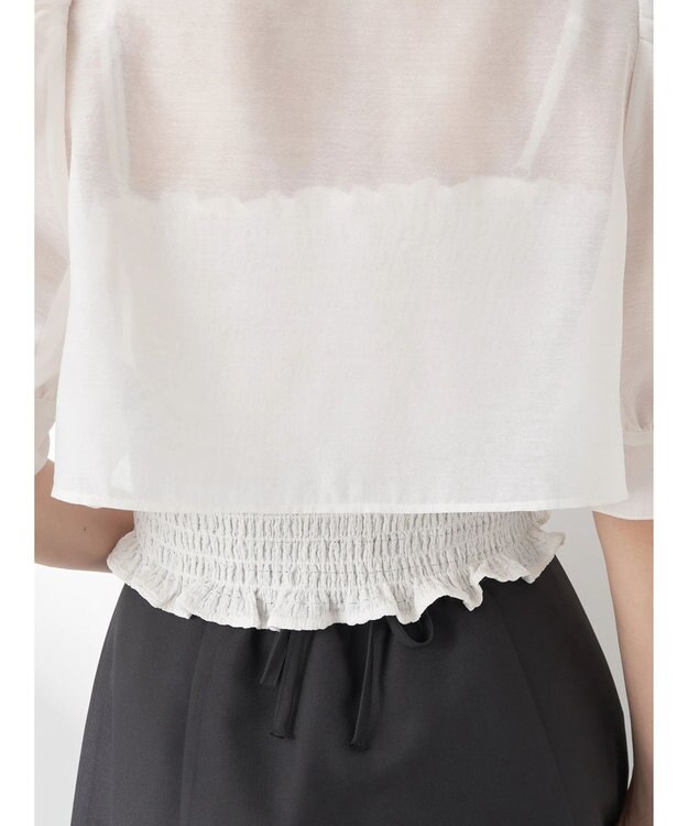 earth music&ecology ＳＥＴ２点シアークロップドシャツ×シャーリングタンク Ivory