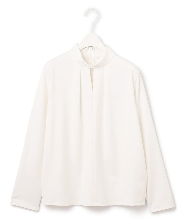 ICB L 【洗える】シャイニースムース ハイネックカットソー オフホワイト系