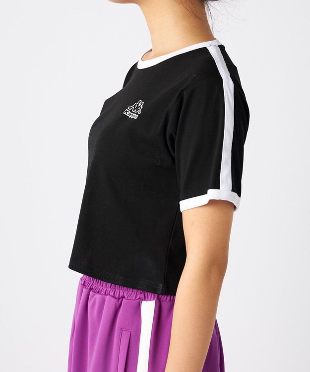 OP／FILA 【Kappa】ワンポイント 半袖リンガーTシャツ ブラック