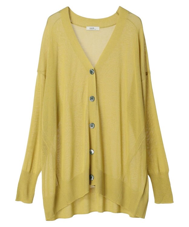 earth music&ecology 接触冷感シアーＢＩＧカーディガン Yellow