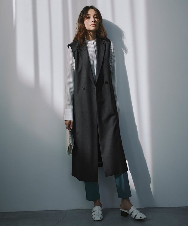 ICB 【洗える】T/Cストレッチサテン スティックパンツ ライトブルーグレー系