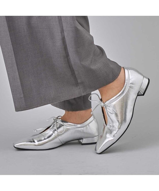 MODE ET JACOMO <carino>フレンチスクエアフラットシューティ シルバー