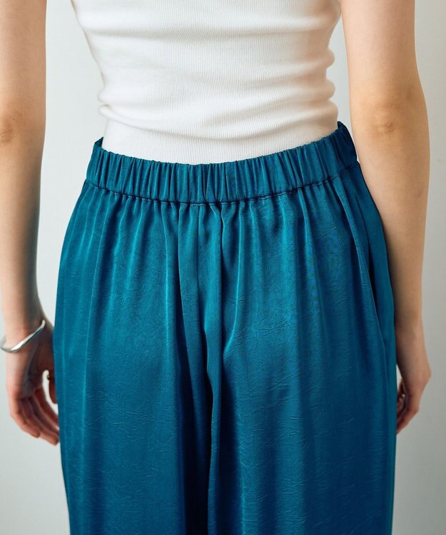 YECCA VECCA ヴィンテージサテンストレートパンツ Blue Green