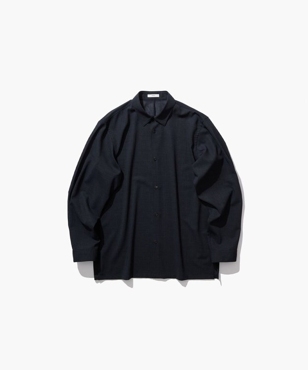ATON TWIST WOOL GAUZE | ルーズフィットシャツ - UNISEX NAVY TOP