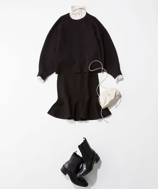 uncrave 【洗える】スムースニット ミニスカート（uncrave WHITE） ブラック