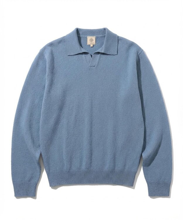 J.PRESS MEN ミックスブークレ スキッパーポロシャツ サックスブルー系