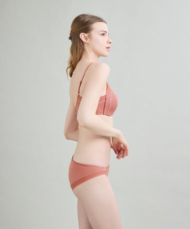 une nana cool 【リニューアル】364ブラ レース ノンワイヤーブラ コーラル