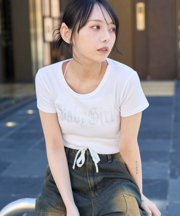 WEGO ラインストーンチビリブT ホワイト