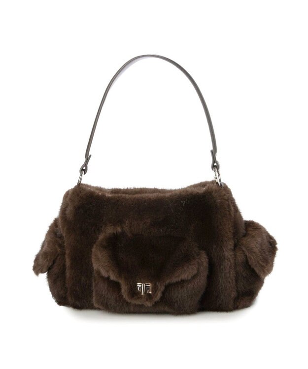 UNBILLION カシュカシュ cachecache / フェイクファーフラップポケット付き2wayショルダー チョコ