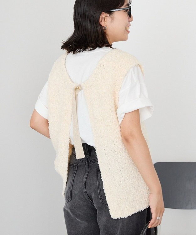 AMERICAN HOLIC テープヤーンバックシャンベスト Ivory