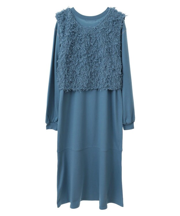 Green Parks ＳＥＴ２点ベスト＋配色ステッチワンピース Light Blue