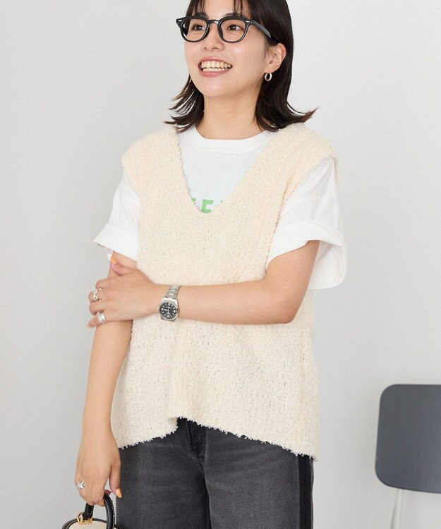 AMERICAN HOLIC テープヤーンバックシャンベスト Ivory