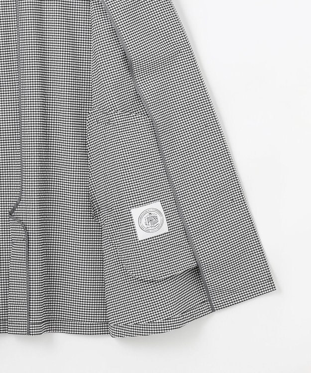 J.PRESS LADIES L 【洗える】Lightストレッチギンガム シングル トレンチコート ブラック×ライトグレーギンガム系