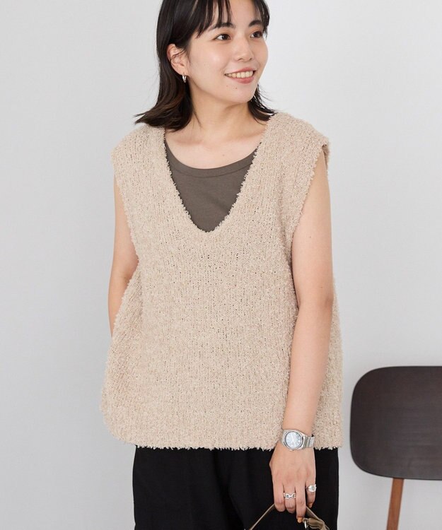 AMERICAN HOLIC テープヤーンバックシャンベスト Beige