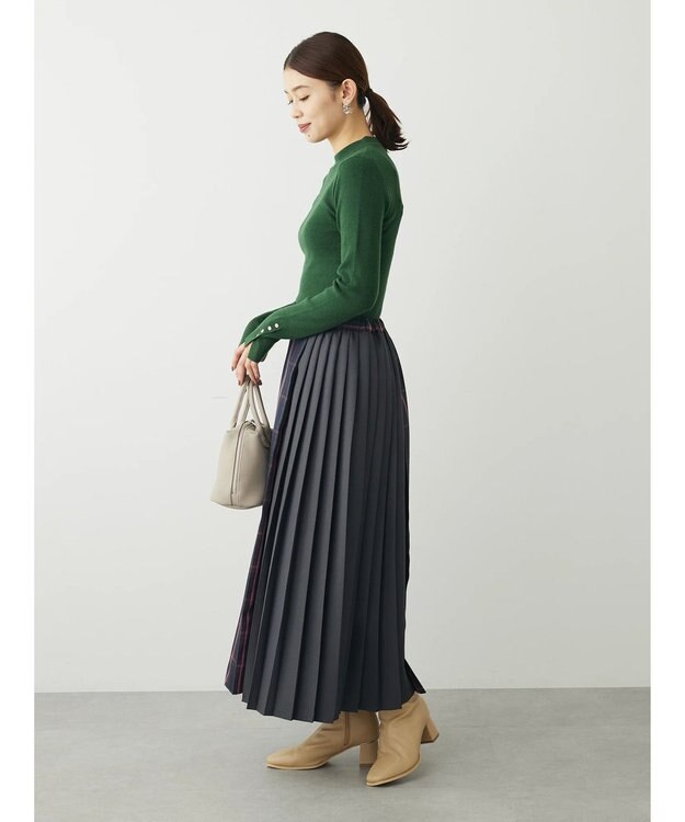 Green Parks アシメサイドプリーツスカート Black