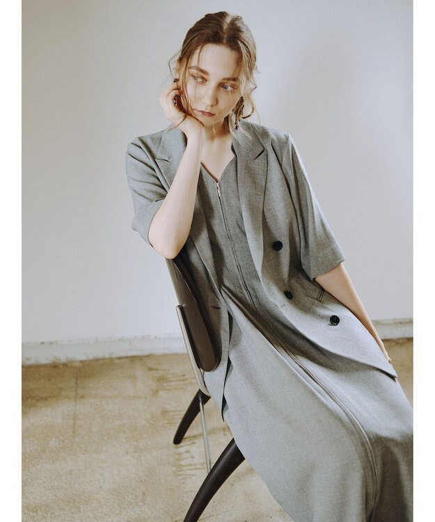 Te chichi ミックスツイルテーラードジャケット(セットアップ可)《2026 SUMMER LOOK item》 ベージュ