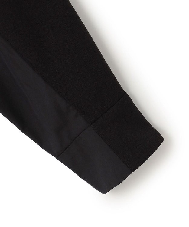 ICB L 【洗える】ジョーゼットジャージー 異素材コンビプルオーバー ブラック系