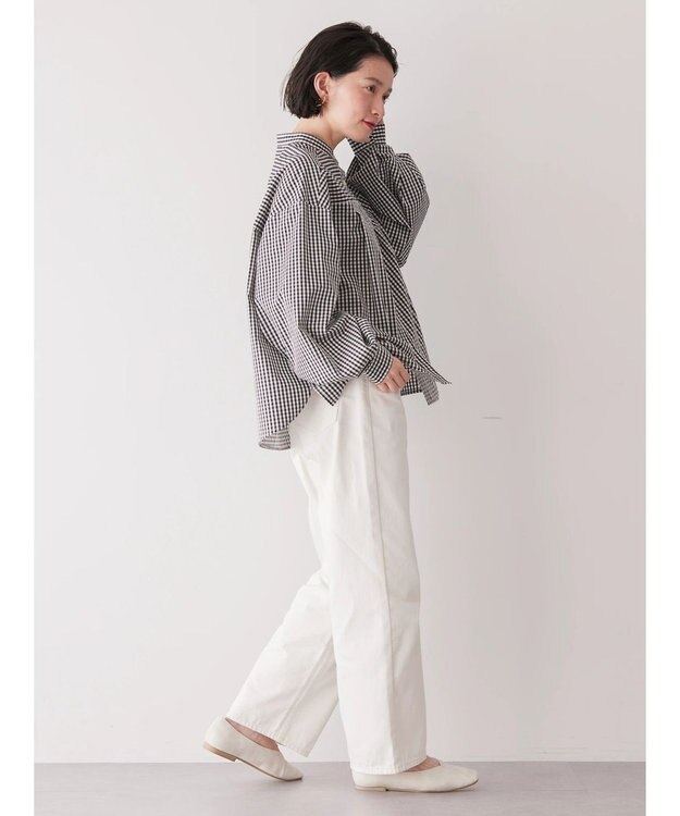 AMERICAN HOLIC イージーケア切替タックワイドシャツ Gingham Check