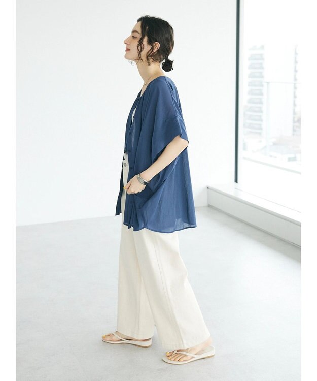 CRAFT STANDARD BOUTIQUE ウ゛ィンテージボイル２ＷＡＹタックブラウス Deep Blue