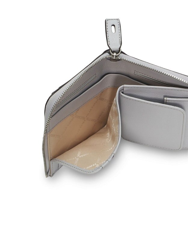 PELLE BORSA メッシュL字ファスナーミニ財布 Chrono Weave クロノウィーブ 5842 アイスグレー