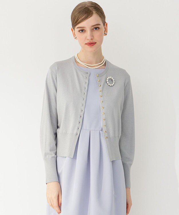 23区 L 【APPLAUDIR】コンパクト ラメカーディガン シルバー系