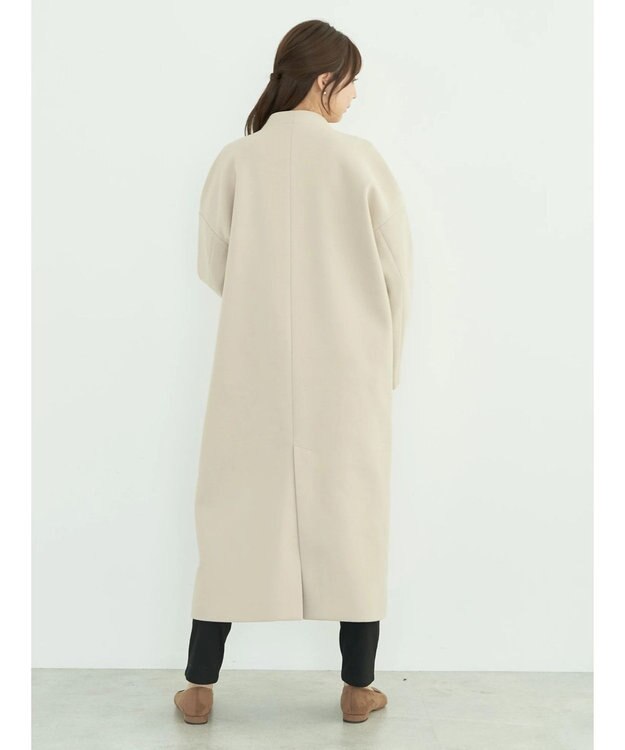 earth music&ecology Ｖネックノーカラーコート Light Beige