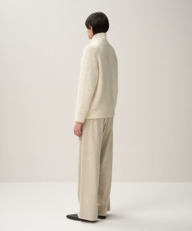 ATON ALPACA FUR | スタンドカラーカーディガン WHITE