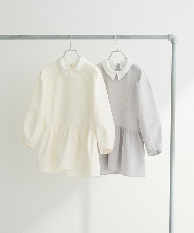 Green Parks ef-de 衿取り外しペプラムブラウス Light Gray