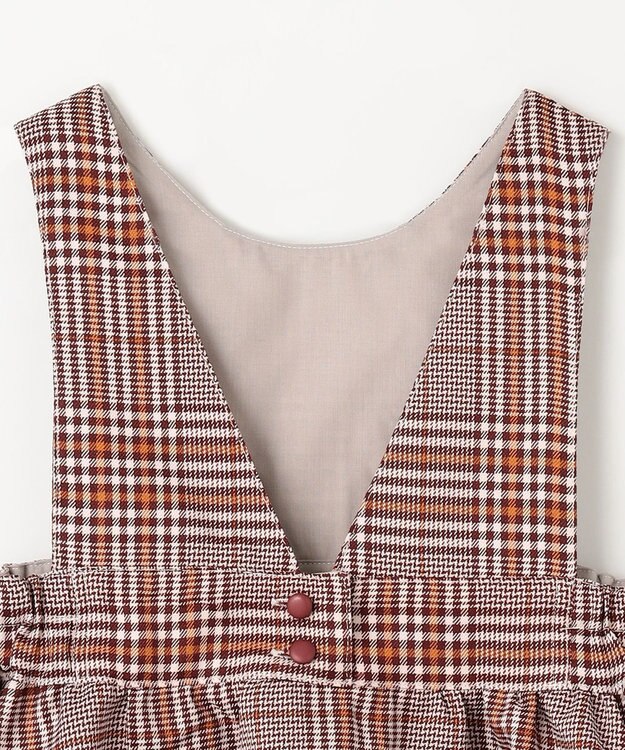 組曲 KIDS 【110-140cm】Chocolat de check ジャンパースカート ワイン×オレンジ系4