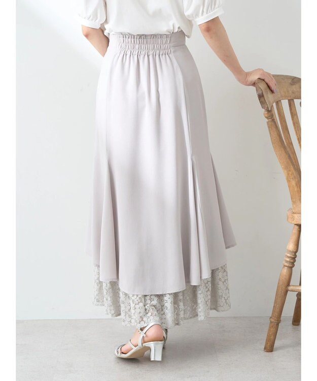 earth music&ecology レースヘムスカート Gray Beige