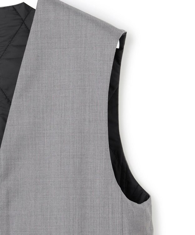 ICB 【洗える・リバーシブル着用可】T/Wツイルキルト リバーシブル パディング ジレ ライトグレー系